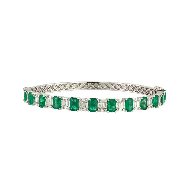 Emerald and Diamond Half Bangle