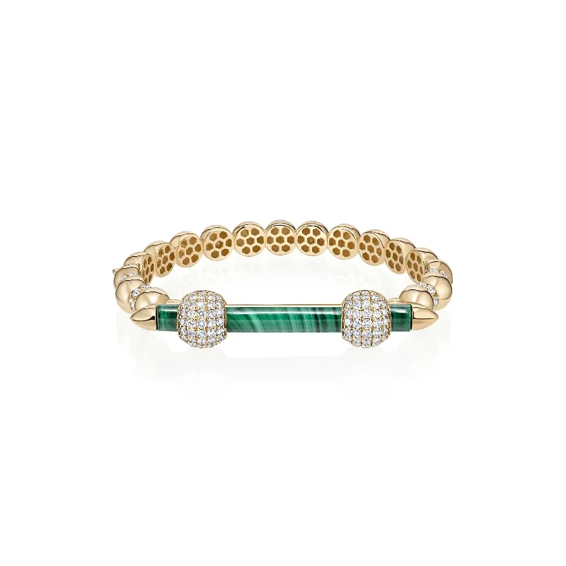 Malachite and Diamond Bar Bracelet