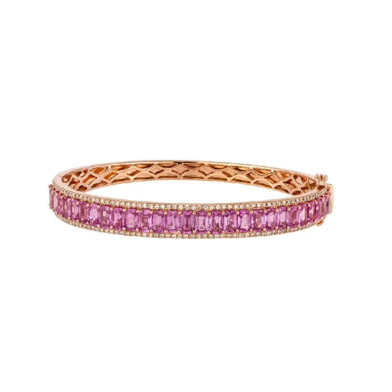 Pink Sapphire and Diamond Bangle