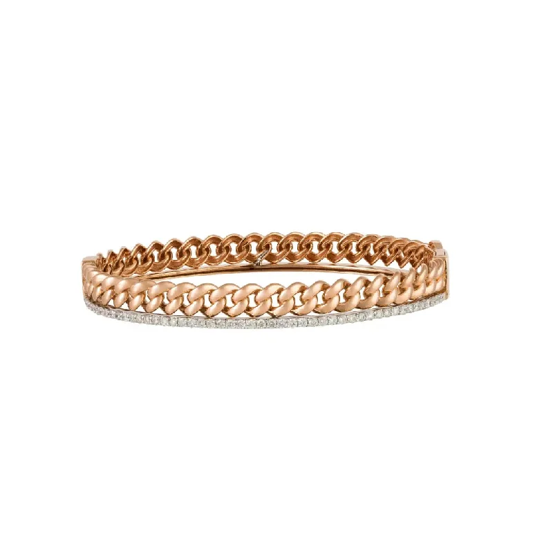 Rose and White Gold Chain Bangle with Diamonds