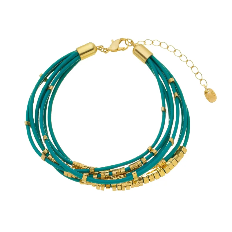 SB248TQ Turquoise Color Leather Bracelet