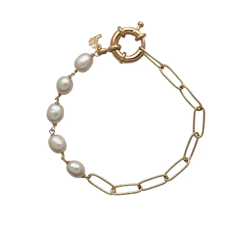 SB252FP 18K Gold Plated Bracelet with Freshwater Pearls