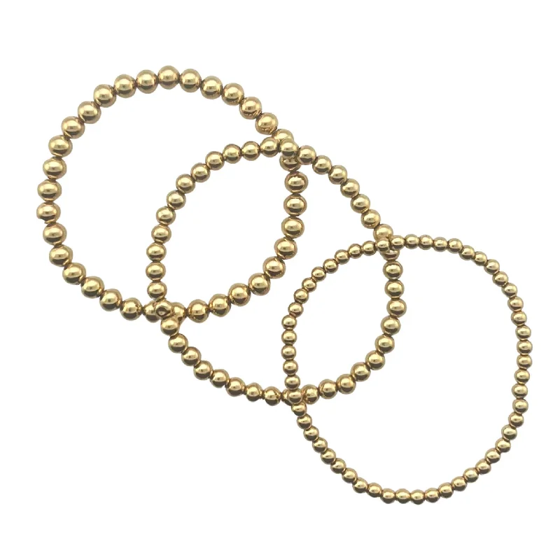 SB265D Set of 3 Gold Plated Ball Bracelets